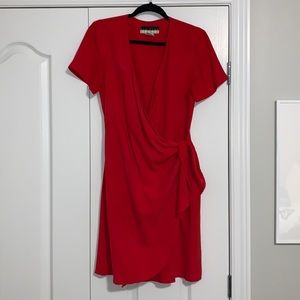 Red Silk Wrap Dress